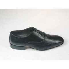 Men's elegant laced Oxford shoe in black leather - Available sizes:  52