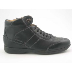 Chaussure sportif à lacets pour hommes en cuir noir - Pointures disponibles:  46