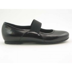 Ballerina da donna con elastico in pelle e vernice nera tacco 1 - Misure disponibili: 31