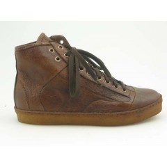 Men's sportive ankle-high shoe with laces in brown leather - Available sizes:  36