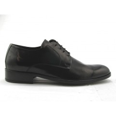 Men's derby shoe in black smooth leather with laces  - Available sizes:  52