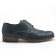 Zapato derby para hombre con cordones y decoraciones a punta de ala en piel de color azul  - Tallas disponibles:  38