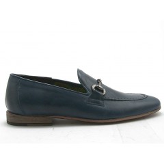 Men's loafer with accessory in dark blue leather - Available sizes:  38