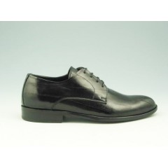 Men's elegant laced derby shoe in black leather - Available sizes:  52