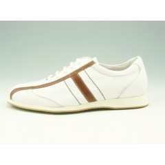 Zapato con cordones para hombre en piel blanca y color cuero - Tallas disponibles:  36