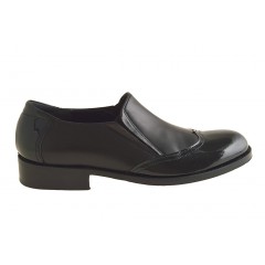 Scarpa chiusa accollata elegante in vernice+pelle nero -  