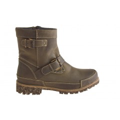 Men's ankle boot with zipper and buckles in earth-colored leather - Available sizes:  38