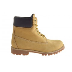 Men's ankle boot with laces in ocher yellow nubuck leather - Available sizes:  36, 38