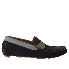 Mocasin para hombres en gamuza de color gris, azul oscuro y azul claro - Tallas disponibles:  36, 37