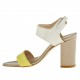 Woman ankle strap sandal in yellow, cream and dark beige patent leather with heel 8 - Available sizes:  42