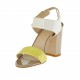 Woman ankle strap sandal in yellow, cream and dark beige patent leather with heel 8 - Available sizes:  42