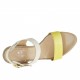 Femme sandale avec courroie a la cheville en cuir verni jaune, crème et beige foncé avec talon 8 - Pointures disponibles:  42