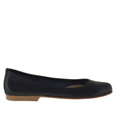 Woman's ballerina shoe in dark blue leather heel 1 - Available sizes:  32