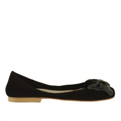 Ballerine pour femmes en daim noir avec noeud talon 1 - Pointures disponibles:  32