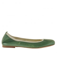 Ballerina shoe in green leather heel 1 - Available sizes:  32