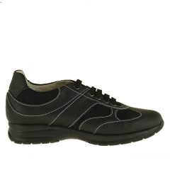 Chaussure sportif à lacets en cuir et daim noir - Pointures disponibles:  36