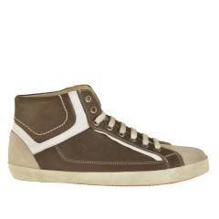 Scarpa stringata casual da uomo in pelle taupe e bianca - Misure disponibili: 36, 47