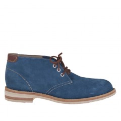 Chaussure sportif pour hommes avec lacets en daim turquoise - Pointures disponibles:  46