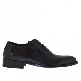 Chaussure élégante richelieu pour hommes avec lacets en cuir verni noir - Pointures disponibles:  36, 37, 48, 50