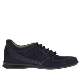 Chaussure sportif avec lacets en daim et cuir bleu  - Pointures disponibles:  46