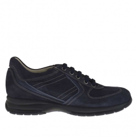 Chaussure pour hommes sportif avec lacets en daim et cuir bleu  - Pointures disponibles:  36, 37