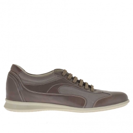 Chaussure sportif pour hommes avec lacets en cuir fumée et tissu grisr - Pointures disponibles:  46