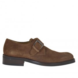 Chaussure pour hommes avec boucle en daim brun tabac - Pointures disponibles:  50, 51, 54