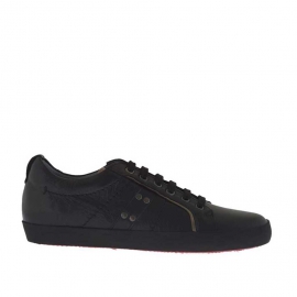 Chaussure à lacets sportif pour hommes en cuir noir - Pointures disponibles:  36