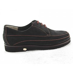 Chaussure à lacets pour hommes en cuir nubuck noir - Pointures disponibles:  50