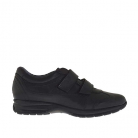 Men's sports shoe with velcro in black leather - Available sizes:  37, 46