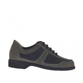 Chaussure sportif pour hommes à lacets en cuir nabuk gris et cuir perforé noir - Pointures disponibles:  36