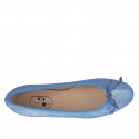 Zapato bailarina con moño para mujer en piel laminado imprimido azul claro tacon 1 - Tallas disponibles:  32