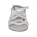 Sandale pour femmes avec courroie et bandes en cuir blanc talon 1 - Pointures disponibles:  32