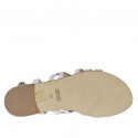 Sandale pour femmes avec courroie et bandes en cuir blanc talon 1 - Pointures disponibles:  32