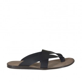 Man's flip-flop mules in black leather  - Available sizes:  47, 48, 52