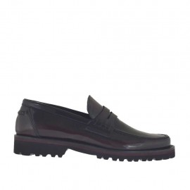 Mocassino da uomo in pelle abrasivata bordeaux - Misure disponibili: 38, 46, 47, 49, 50