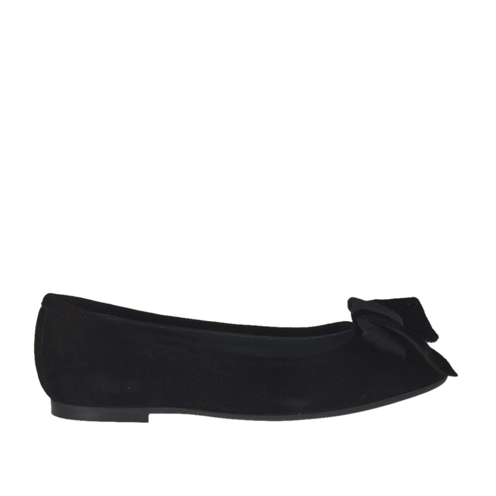 velvet bow in black suede heel 1