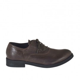 Men's laced Oxford shoe in brown leather - Available sizes:  38, 48