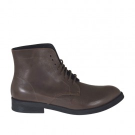 Botines con cordones para hombre en piel marron - Tallas disponibles:  37, 50