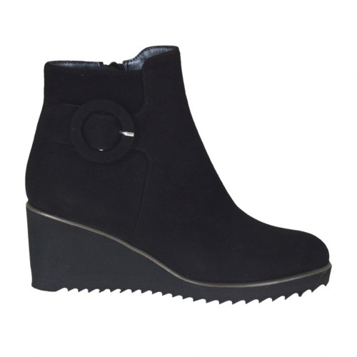 black wedge heel boots