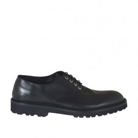 Chaussure à lacets derby pour hommes en cuir noir - Pointures disponibles:  47