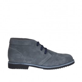 Chaussure sportif pour hommes à lacets en cuir nubuck de couleur gris - Pointures disponibles:  46