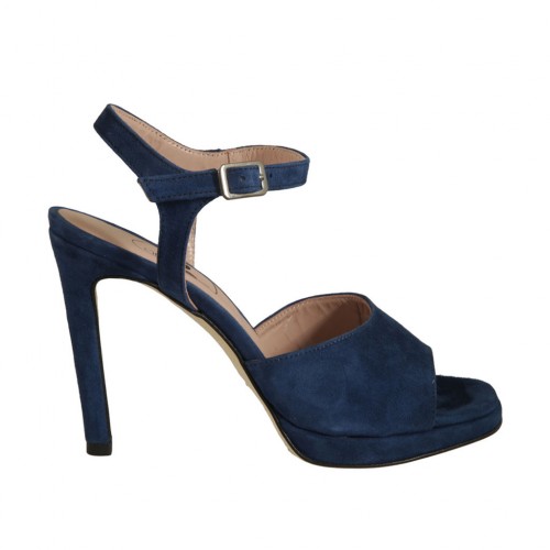 blue suede sandals heels