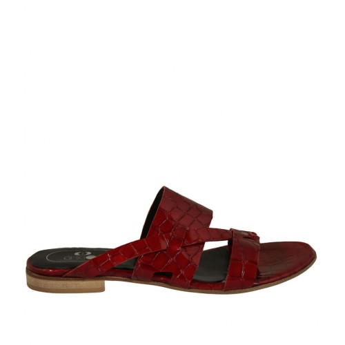 red patent leather mules