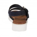 Woman's strap sandal with rhinestones in dark blue suede wedge heel 3 - Available sizes:  42