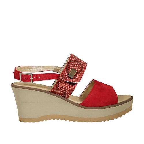 red suede wedge