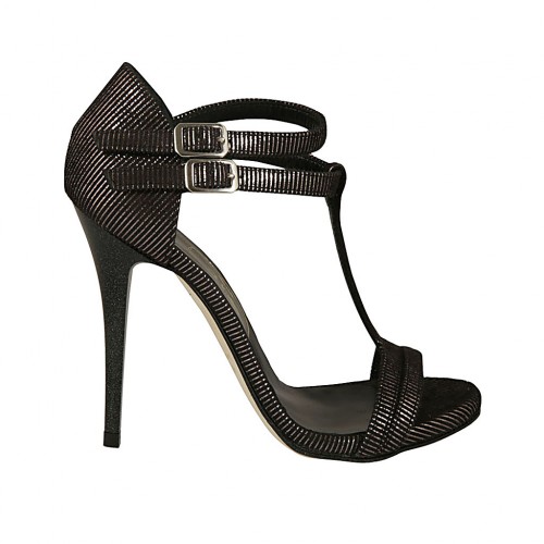 grey t strap heels
