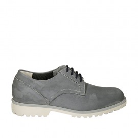 Chaussure à lacets sportif pour hommes en cuir nubuck gris - Pointures disponibles:  46