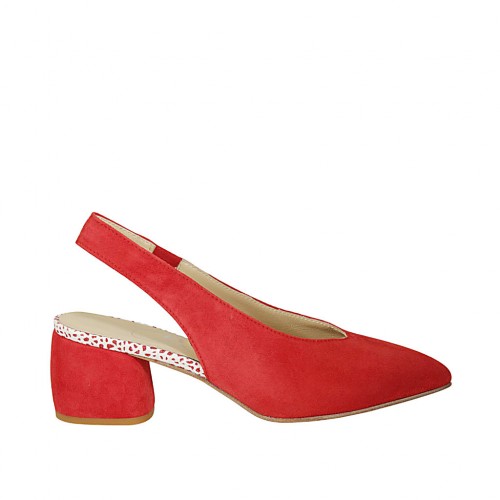 red suede slingback pumps