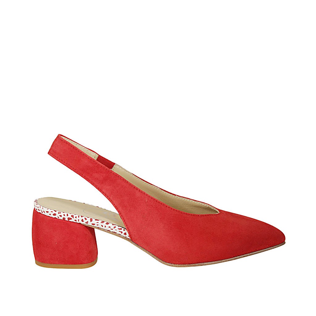 elastic band in red suede heel 5